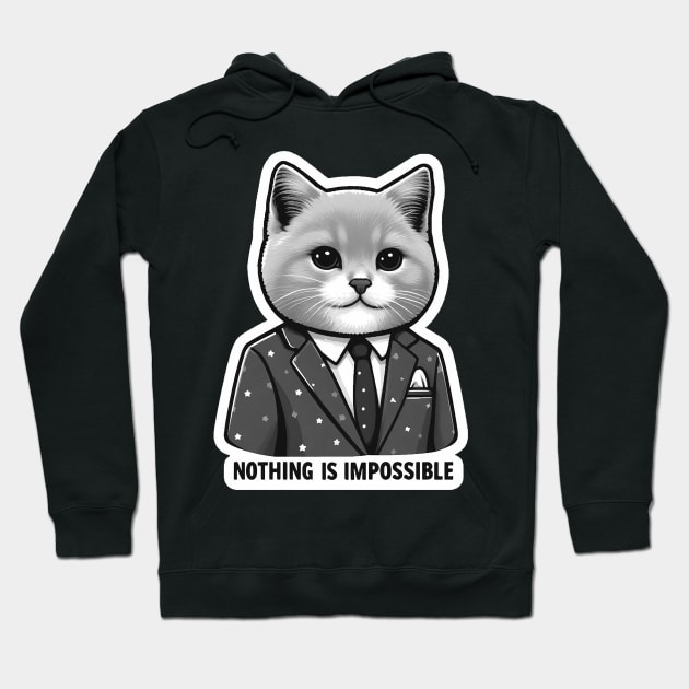 Nothing Is Impossible Cat Hoodie by Plushism